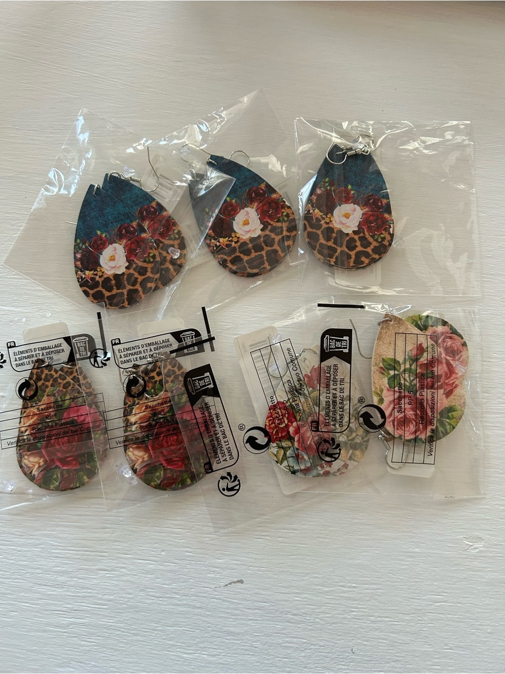 Set of 7 Floral Earrings